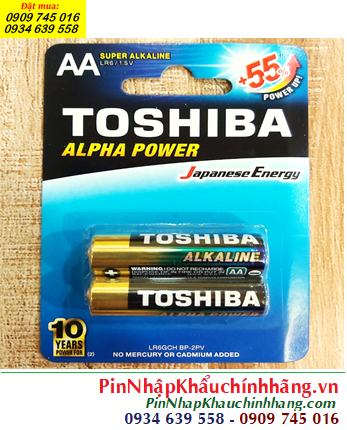 Toshiba Alpha LR6GCH BP-2PV; Pin AA 1.5v Super Alkaline Toshiba Alpha LR6GCH BP-2PV _Vỉ 2viên